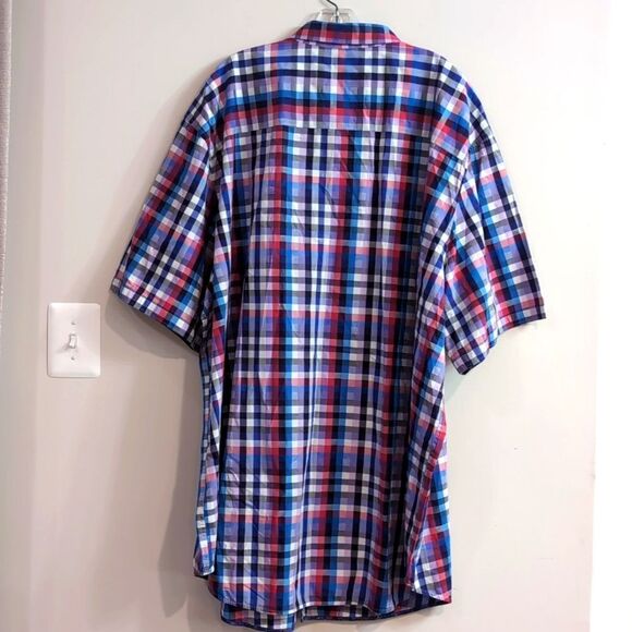 Robert Graham Red Blue Plaid Cotton Short Sleeve Button Down Shirt 4XLT - Picture 2 of 7